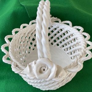 Ceramic Lattice Weave Basket Portugal Nora Fenton
